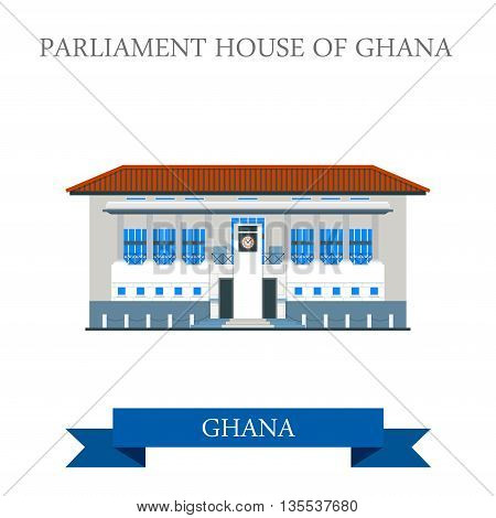 Parliament House of Ghana in Accra flat vector illustration