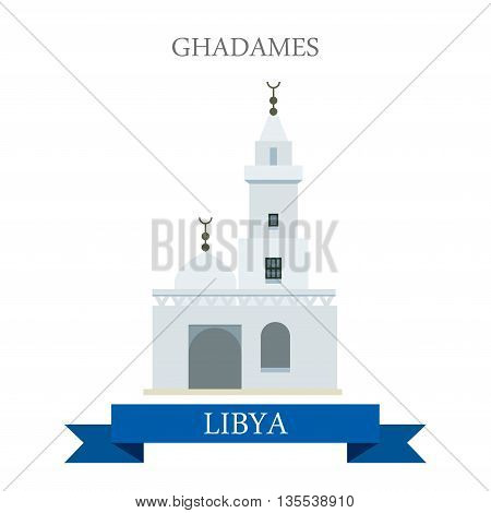 Ghadames in Libya. Flat cartoon web site vector illustration