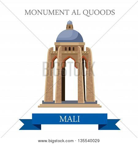 Monument al Quoods in Bamako in Mali. Flat vector illustration