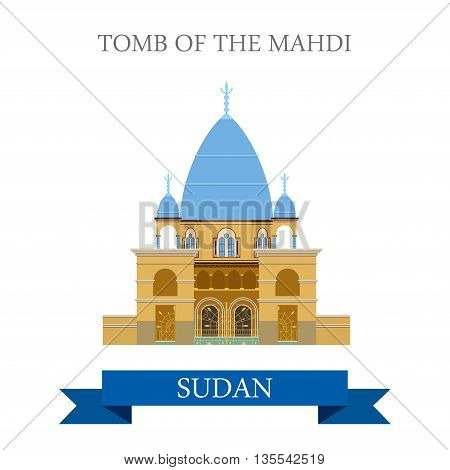 Tomb of Mahdi Sudan Flat style historic web vector illustration