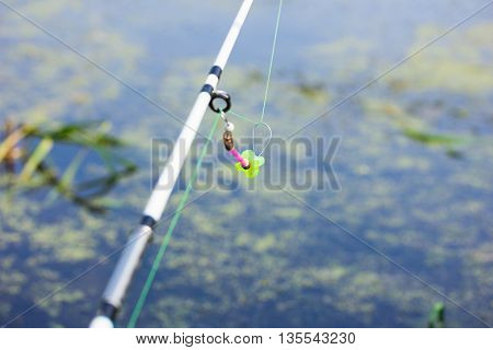 The tip of the rod with the bell.