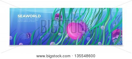 Sea world underwater life nature travel vacation agency vector