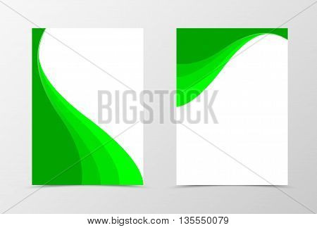Flyer template spectrum design. Abstract flyer template in green color. Wavy flyer design. Vector illustration