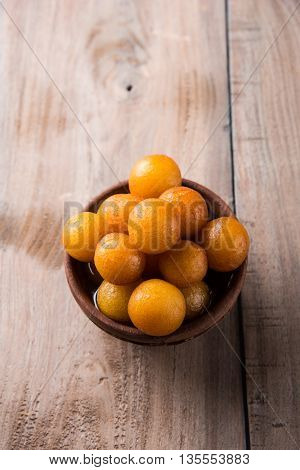 Gulab jamun, or gulaab jamun, is a milk-solids-based sweet mithai