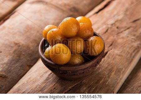 Gulab jamun, or gulaab jamun, is a milk-solids-based sweet mithai