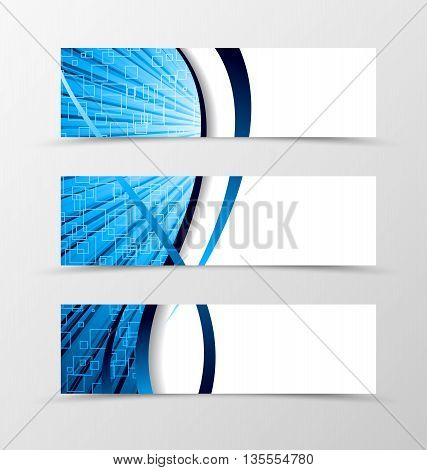 Set of banner spectrum design. Light banner for header in blue color with squares. Design of banner in wave style. Vector illustration