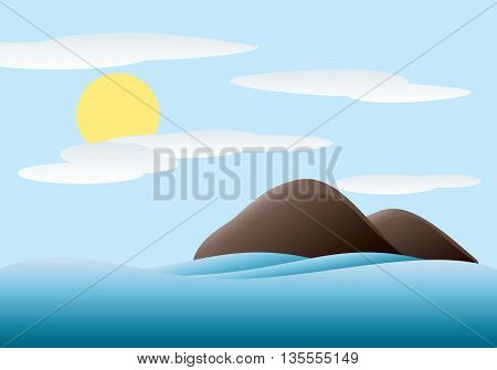 Landscape with an island above the sea