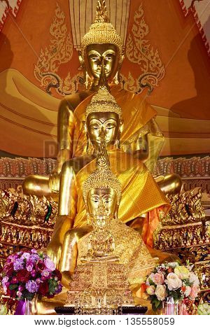 Buddha Statues , Face Of Gold Buddha, Close Up Face Of Gold Buddha, Thailand ,asia.