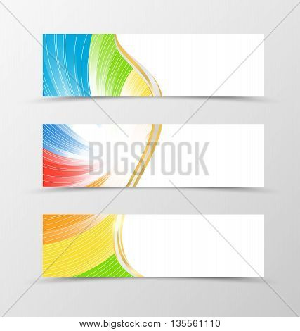 Set of banner rainbow design. Bright vertox banner for header with white lines. Design of banner in spectrum style. Vector illustration