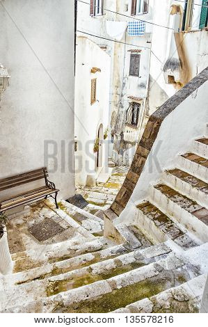 Italian city of Sperlonga, ancient yard in summer