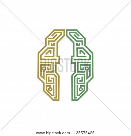 Islamic logo, mind and technology symbol with a minaret silhouette.