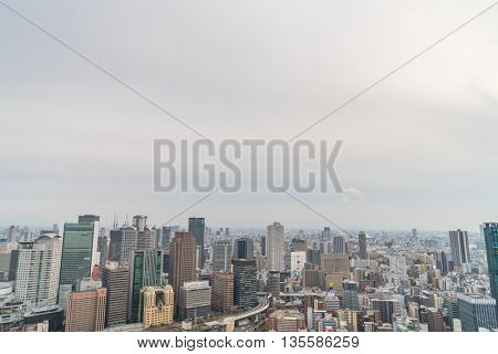 OSAKA, JAPAN - November  30, 2015 : Osaka city view from Umeda sky building, Osaka. View from the top.