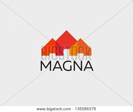 Abstract house logo design template. Colorful real estate sign. Universal home overlay vector icon. Modern realty logotype