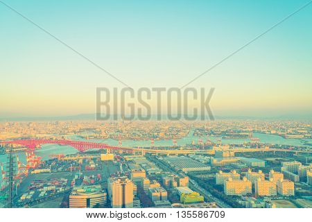 OSAKA, JAPAN - November  30, 2015 : Osaka city view from Umeda sky building, Osaka. View from the top.