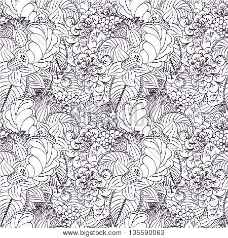 Hand painted watercolor vector flowerseamless pattern background