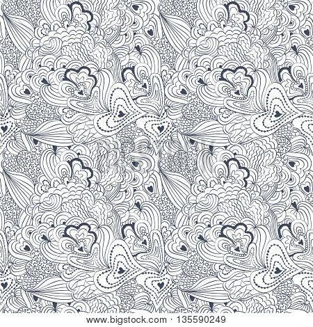 Hand painted watercolor vector flowerseamless pattern background