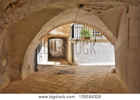 Perspective of an alleyway of Turi. Puglia. Italy.