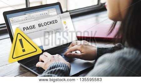 Page Blocked Browsing Connection Data Failure Concept