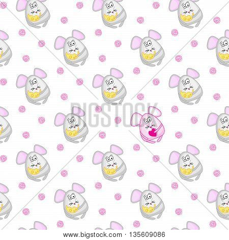 Seamless pattern with small gray mice. Vector illustration.