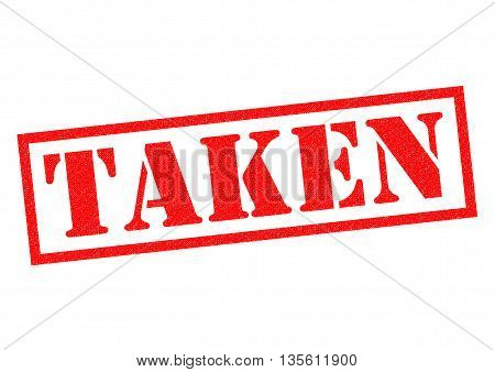 TAKEN red Rubber Stamp over a white background.