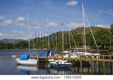 CUMBRIA UK - MAY 29TH 2016: A view from Waterhead near Ableside on Lake Windermere in the Lake District National Park on 29th May 2016.