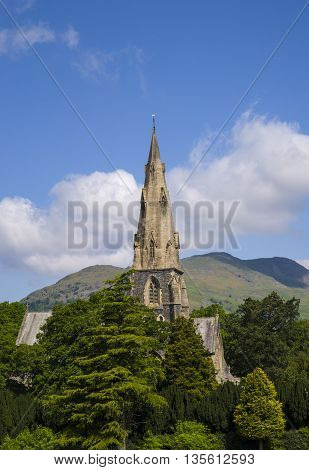 A view of the beautiful St. Marys church in Ambleside Cumbia.