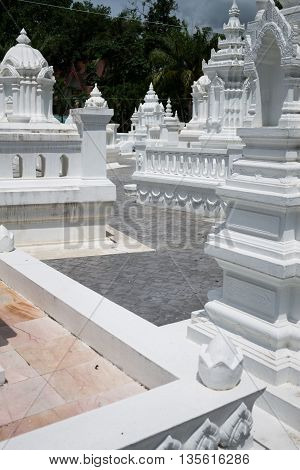 The traditional decorated stupa of shrine for the ancestor located in Suan Dok temple. June 22-2016 Chiang Mai Thailand.