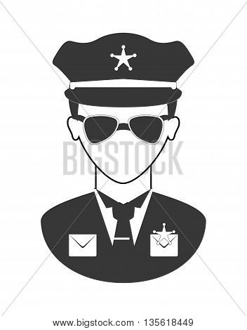 Justice and law represented by policeman over isolated and flat background