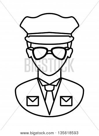 Justice and law represented by policeman over isolated and flat background