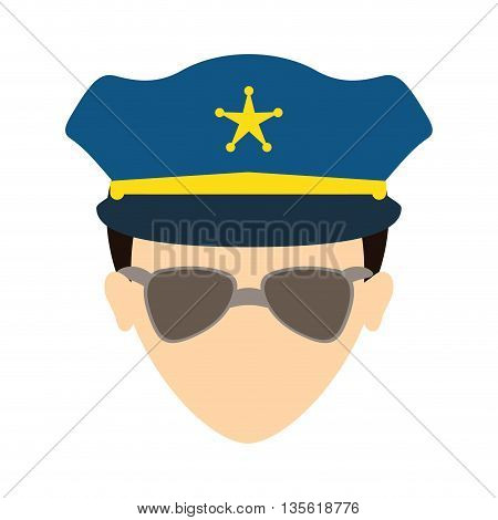Justice and law represented by policeman over isolated and flat background