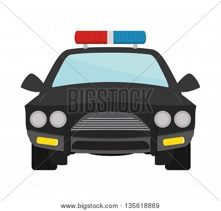 Justice and law represented by police car over isolated and flat background