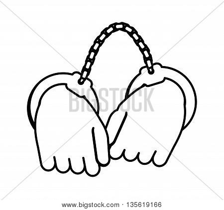 Justice and law represented by handcuffs menu over isolated and flat background