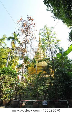 Beautiful golden Buddhist temple pagoda in Thailand