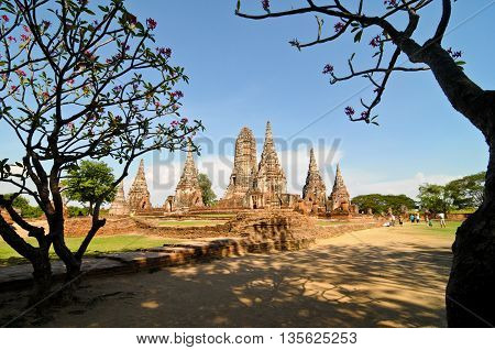 Wat Chai Wattanaram buddhist temple situated in the old capital of Thailand Ayutthaya. Built in 1630 in the Khmer style it was burned by the Burmese in 1767 when they destroyed the Thai capital. A UNESCO World Heritage Site.