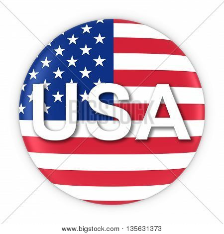 American Flag Button With Three Letter Country Iso Code 3D Illustration