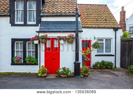 Crail Scotland - July 26 2012: Fife areatraditional houses of the village.