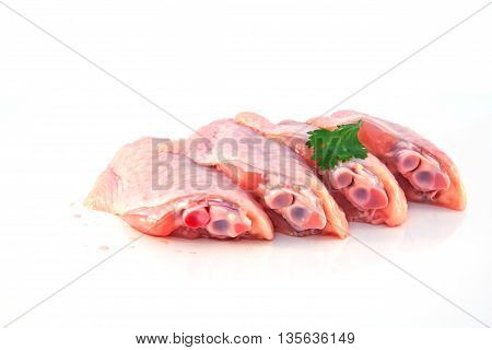 raw chicken wing isolated on white background