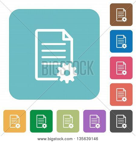 Flat document setup icons on rounded square color backgrounds.