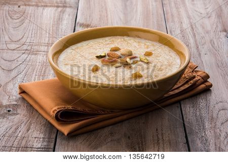 sweet Kheer or khir payasa, gil-e-firdaus, fereni also known as Sheer Khurma Seviyan, popular sweet dish