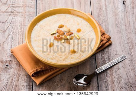 sweet Kheer or khir payasa, gil-e-firdaus, fereni also known as Sheer Khurma Seviyan, popular sweet dish