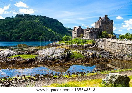Lochash Scotland - June 20 2012: Highlands the Eilean Conan castle.