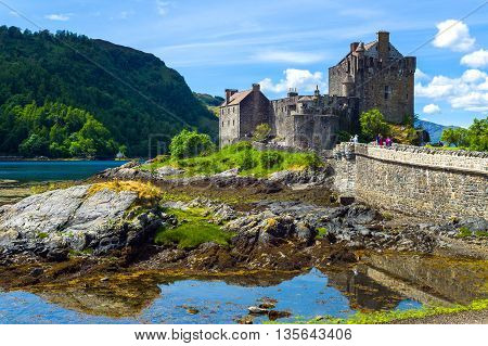 Lochash Scotland - June 20 2012: Highlands the Eilean Conan castle.