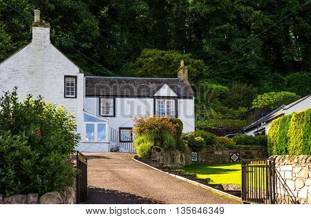 South Queenferry Scotland - July 29 2012: Lothian area a traditional house in High Street.