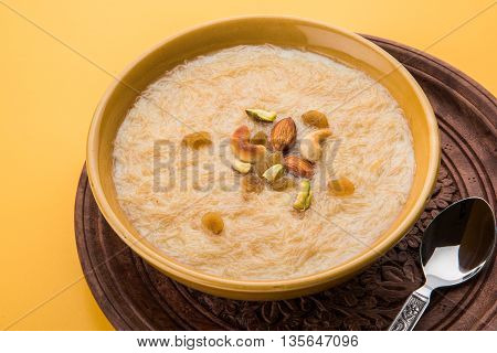 sweet Kheer or khir payasa, gil-e-firdaus, fereni also known as Sheer Khurma Seviyan, popular sweet dish