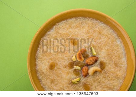 sweet Kheer or khir payasa, gil-e-firdaus, fereni also known as Sheer Khurma Seviyan, popular sweet dish