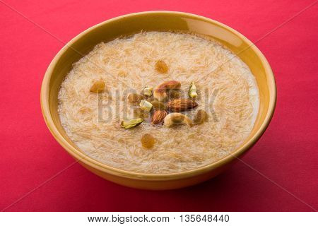 sweet Kheer or khir payasa, gil-e-firdaus, fereni also known as Sheer Khurma Seviyan, popular sweet dish