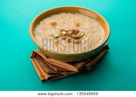 sweet Kheer or khir payasa, gil-e-firdaus, fereni also known as Sheer Khurma Seviyan, popular sweet dish