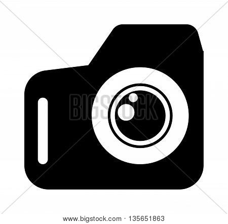 Black photo camera digital film photo camera icon. Flat photo camera black icon optical classic camera. Digital flat photo camera black silhouette isolated technology vector.