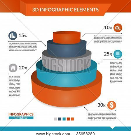 3d infographics pyramid chart for your Business reports and financial data presentation.