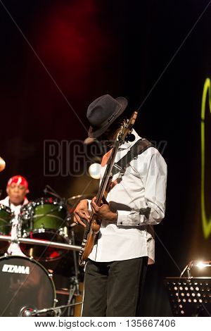 CRACOW POLAND - MARCH 16 2016: Billy Cobham Band live on stage in ICE Cracow Poland